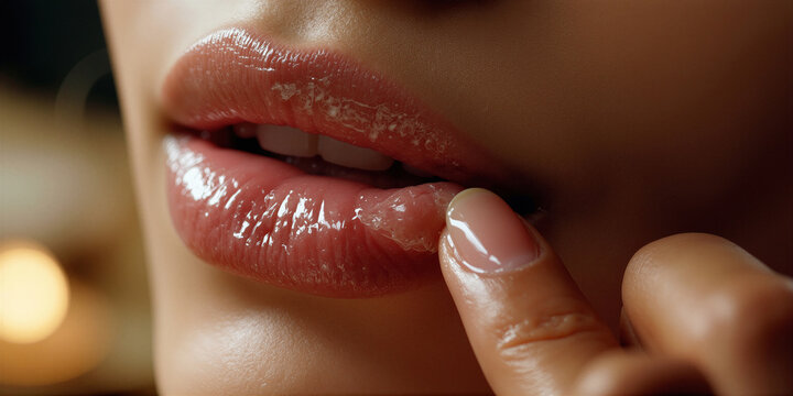 Embargoed beauty scene showcasing moisturerich lips with soft background lighting