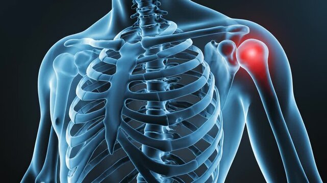 Human skeleton shoulder joint pain perfect for hospital promotions and health education