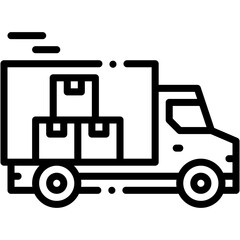 Naklejka premium Delivery Truck Transporting Packages for Shipping Vector Icon
