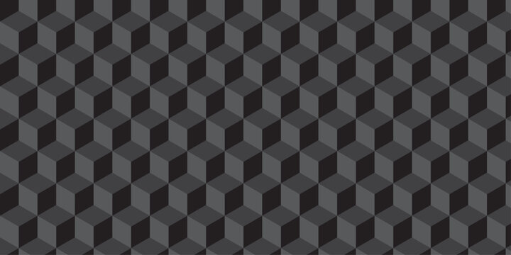 Black cube seamless creative cubes decoration triangle wall and wallpaper textile vector square tile, mosaic endless repeat hexagon block texture background.