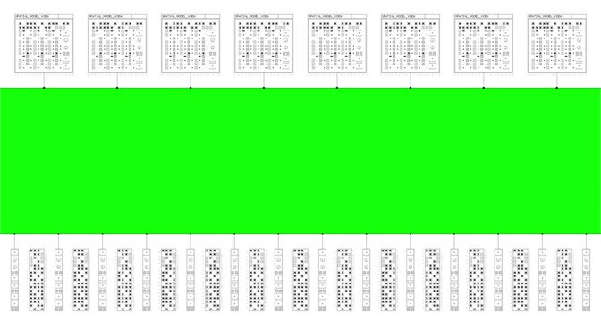 Sci-fi digital computer screen with technical text data and green screen placeholder
