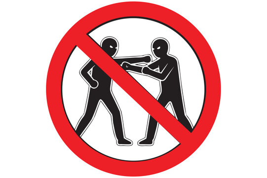 Prohibition sign no fighting or physical altercations allowed