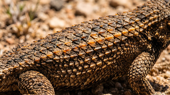 Lizard Skin in Sun: Macro of a desert lizard&rsquo;s skin, showing "Warm Sepia" and "Amber Glass" tones. High contrast.
