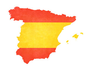 Fototapeta premium Isolated map of Spain with flag in soft grunge and vintage style.