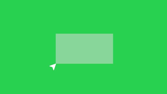 Mouse cursor pointer selection rectangle box animation isolated on green background