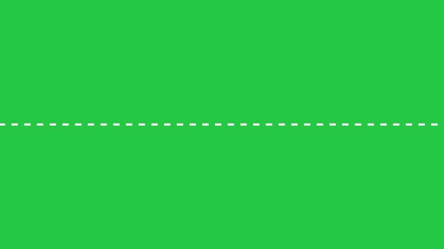 Dashed line from one point to another animation isolated on green background