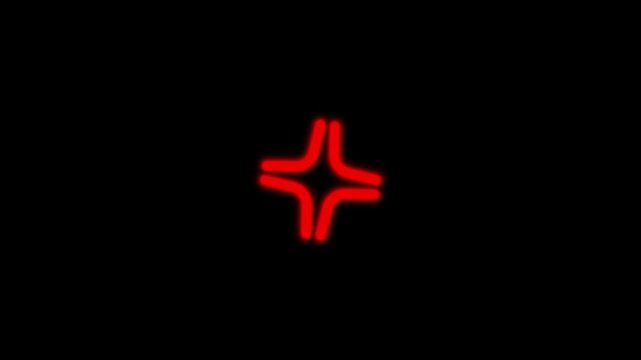 Red angry expression sign animation isolated on black background