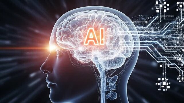 Artificial Intelligence Brain Concept - Futuristic Digital Technology.