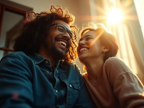 Radiant laughter fills the space as cherished moments bloom, a tender connection expressed, pure delight,  yellow,  delight