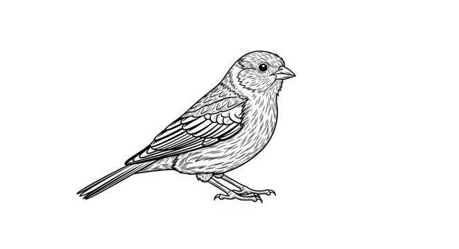 Detailed Illustration of a Small Bird Perched.