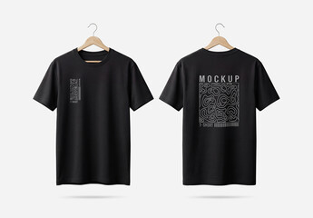 Front and Back T-Shirt Mockup on Hanger