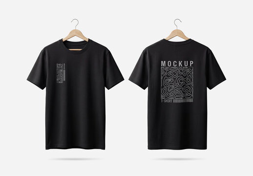 Front and Back T-Shirt Mockup on Hanger