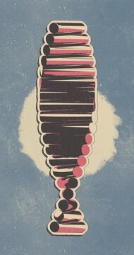 Abstract geometric spiral of floating ribbons on blue background