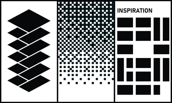 Abstract Geometric Pattern Poster Set with Grid Shapes and Modern Layout Inspiration for Graphic Design Projects