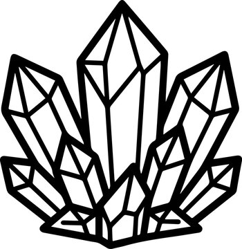 Crystal cluster line art illustration, simple coloring page style vector asset