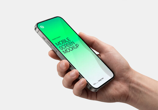 Hand Holding Modern Smartphone Mockup Template