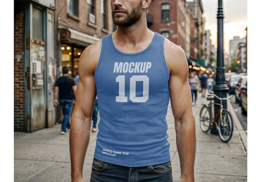 Men's Tank Top Mockup for Corporate Branding and Packaging Design