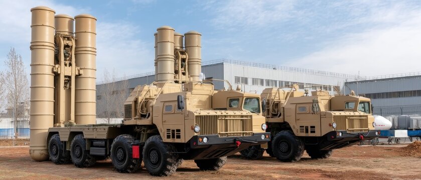 A military command center features an anti-aircraft missile system with a roof of beams and a blue sky backdrop