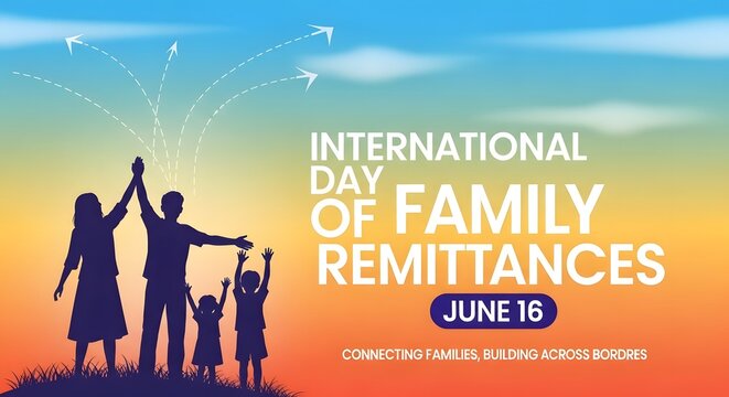 International day of family remittances celebration with silhouettes