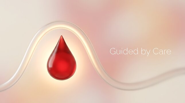 World Blood Cancer Day Concept with Red Blood Drop and Care Text