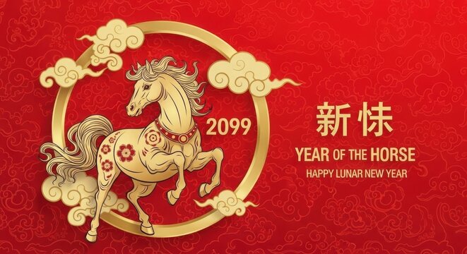 Horse zodiac symbol for year of the horse 2099 vector illustration