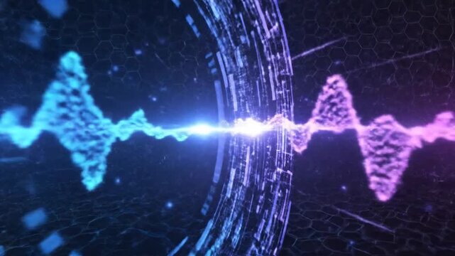 Abstract digital sound wave visualization, audio technology background.