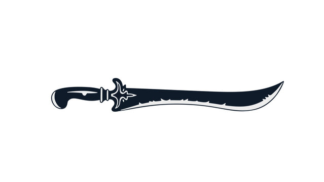 Sharp machete with an elegant black handle design.