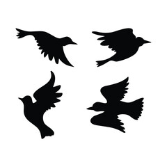 Fototapeta premium Flying bird silhouettes in various poses for nature design elements