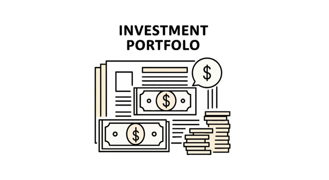 Investment Portfolio Concept with Money and Documents Illustration