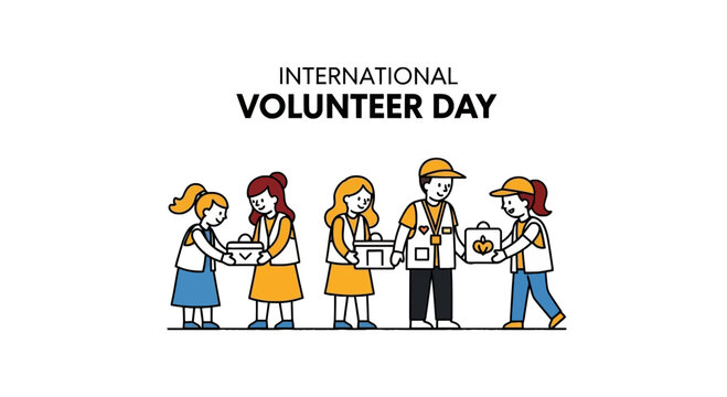 International Volunteer Day Illustration with People Giving Aid