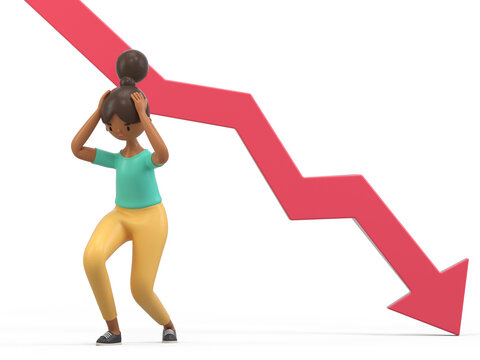 woman with a declining arrow