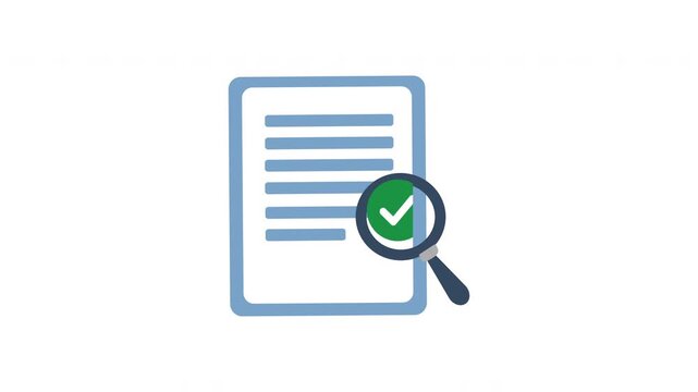 magnifying glass icon focus on document animation