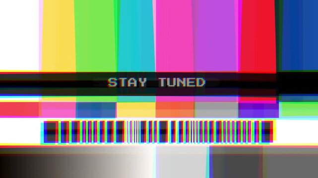 Vintage Broadcast Error Screen with Color Bars and Stay Tuned Message