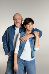 Fototapeta premium Joyful moments of a loving senior couple showcasing their deep bond and harmonious connection