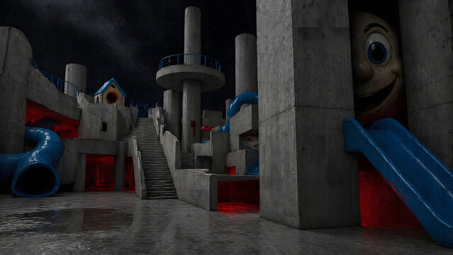 Surreal liminal space corridor with yellow walls and bright lights, dreamcore eerie atmosphere