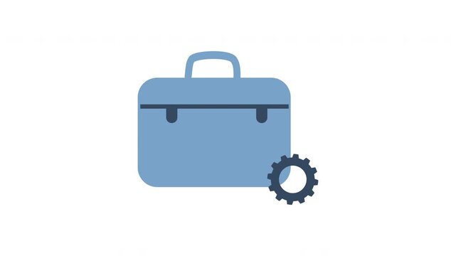 Professional workflow Employment support animated icon. Spinning gear, moving briefcase. Job access, work ethics
