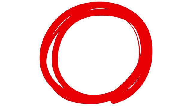 Animated red decorative lines is drawn. Linear circle frame with copy space. Fluid effect. Drop of liquid moving. Looped video. Vector illustration isolated on white background.