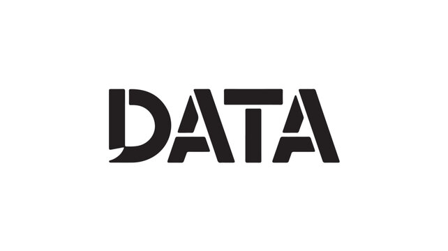 Data Word Technology Typography, Bold Black Text on White Background for Big Data Analytics and Digital Infrastructure Concepts