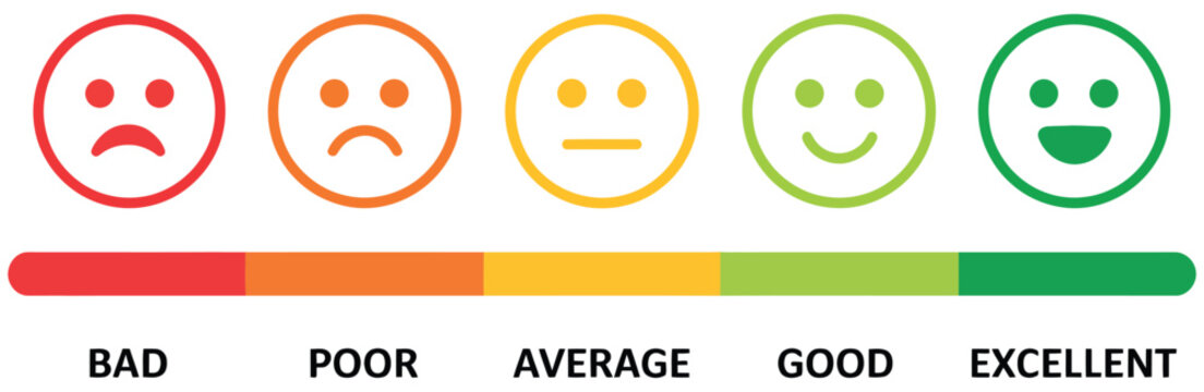 Feedback rating scale with emoticons vector illustration