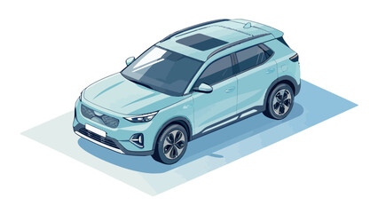 Fototapeta premium Modern light blue suv car isometric view