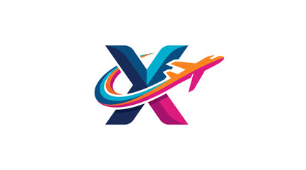 This modern logo design creatively combines an 'X' with an airplane image, suggesting themes of travel, adventure, and exploration, ideal for a travel brand or agency. © Suling