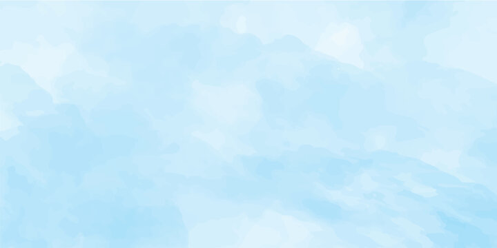 Abstract blue watercolor background with light cloud texture and bright summer sky color, Sky pattern with snow. Light blue watercolour paper texture background.