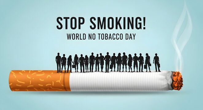 Stop smoking concept illustration for world no tobacco day with people silhouettes