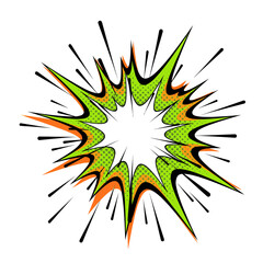 Vibrant Lime Green Pop Art Comic Explosion Asymmetrical Starburst Illustration