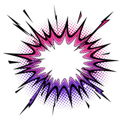 Fototapeta premium Dynamic Impact Bubble with Shattered Effects, Royal Purple and Hot Pink Distressed Comic Background