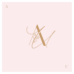 Obraz premium AU, Logo AU, monogram AU, letter AU, alphabet AU