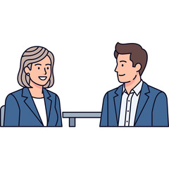 Fototapeta premium Business professionals smiling at each other in an office setting with a table