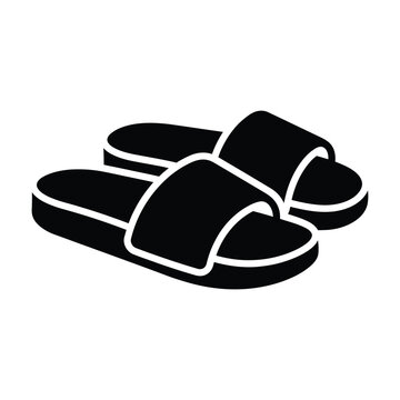 Black and white flip flops icon.