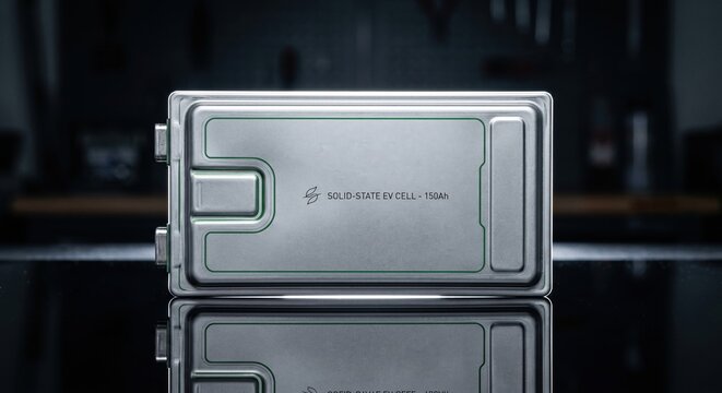 Silver external hard drive on reflective black surface with dark background