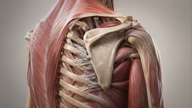 Photorealistic Office worker in a seated posture with neck pain radiating down one arm, one hand touching the neck and shoulder while the other hand shows tingling fingers
